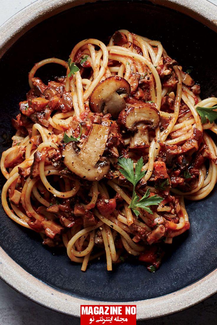 طرز تهیه اسپاگتی با گوشت و سس قارچ با بهترین روش، خوشمزه و لذیذ