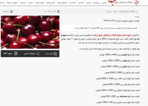 قیمت میوه‌ و تره‌بار در تیرماه ۹۶ !